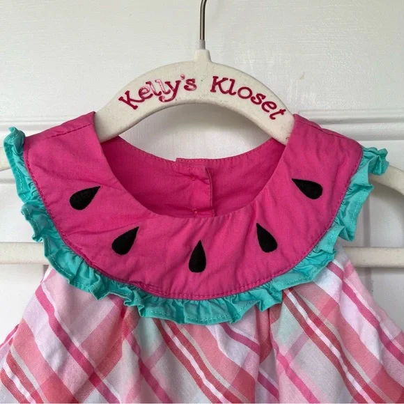 •Youngland• Tiered Plaid Watermelon Dress - Size 2T - Picture 3 of 9